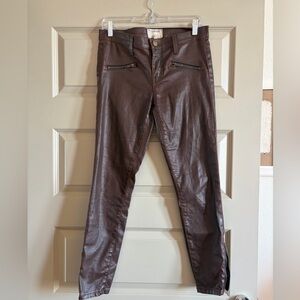 Current/Elliott Women's Soho Zip Stilleto Brown Coated Denim